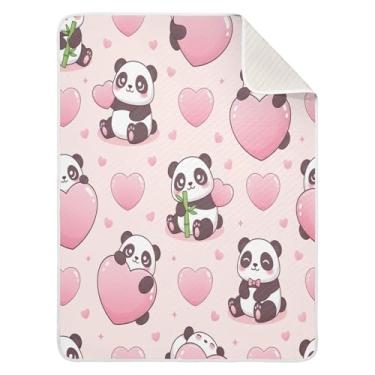 Imagem de Wassud Cobertor de bebê Kawaii Pandas para meninos e meninas, macio e recém-nascido, cobertor aconchegante de algodão essencial para berçário, viagem, berço, carrinho 76 x 101 cm