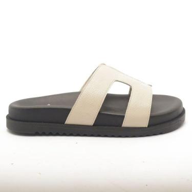 Imagem de Chinelo  Sapato da Corte H Couro, PRETO E BRANCO, 36