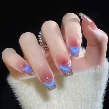 Imagem de AHAMIOU Kit de esmalte de gel para olhos de gato cristal 9D holográfico magnético para olhos de gatos esmalte de unhas brilhante verniz a laser gel UV verniz gel arte em unhas, diamante marinho