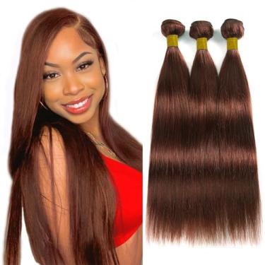 Imagem de Pacotes de cabelo humano castanho avermelhado #33 mechas de cabelo humano liso 30,5 cm 30,5 cm Auburn Bundle extensões de cabelo Remy brasileiro trama dupla cobre ofertas