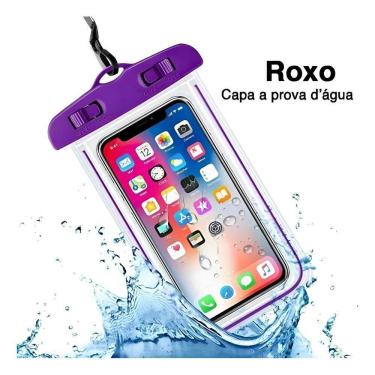 Imagem de Kit 3 Capas Prova D`Água Celular: Mergulho, Praia, Pisc Roxo