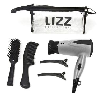 Imagem de Secador Lizz Mini Prata Dobrável Com Kit Viagem 1200W Bivolt