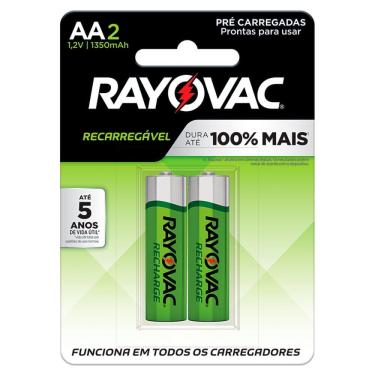 Imagem de Pilha Pequena Recarregável Rayovac AA 1350mAh com 2 Unidades