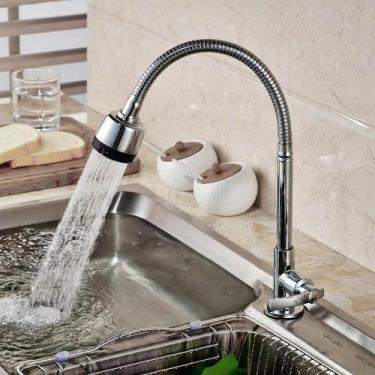 Imagem de Torneira Cozinha Inox Ducha Flexível Pressão Giro Bico Esguicho Alta -