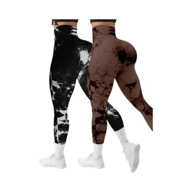 Imagem de Leggings Esportivas Sem Costura De Cintura Alta Tie Dye Para Mulheres,
