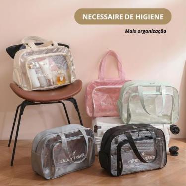 Imagem de Bolsa Academia Natação Praia Pvc Transparente Impermeavel Cor:Preta - 