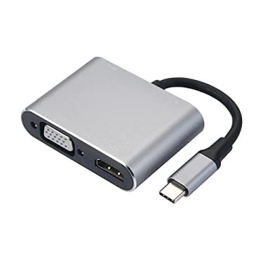 Imagem de Zwbfu Adaptador 4-In-1 Hub Tipo C Para Hd Vga Divisor De Conversor Multiporta USB Tipo C Com Saída 4K Hd Porta De Carregamento USB 3.0 Pd Compatível Com Pro 2020 Chromebook Surface Go, Cinza