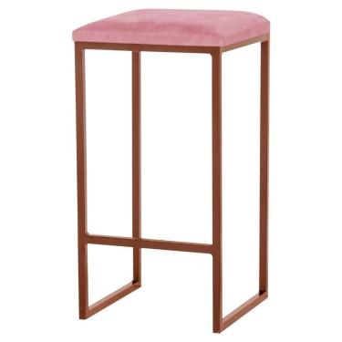 Imagem de Banqueta Billie Base Bronze Suede Rosa Gran Belo