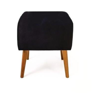 Imagem de Puf Puff Quadrado Marrocos Suede Preto Pés Palito Castanho