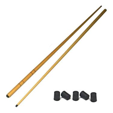 Imagem de 2 Tacos 1,45m Madeira + 5 Ponteira Rista Sinuca Bilhar Bar