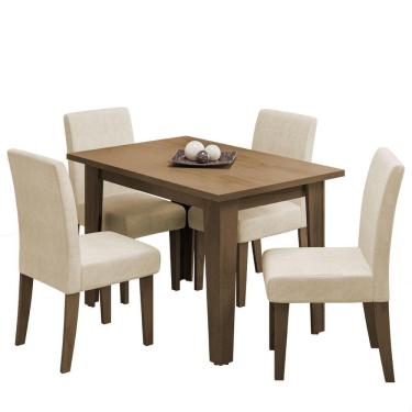 Imagem de Conjunto de Mesa Sala de Jantar Miami com 4 Cadeiras Trieste Suede 1,20m Cedro /Areia Dobuê