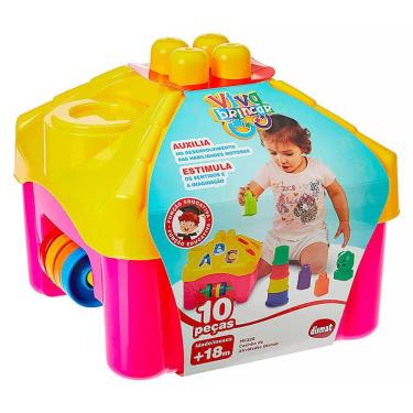 Imagem de Blocos de Encaixe Casinha de Atividades 10 pçs Rosa - MK211 - Dismat