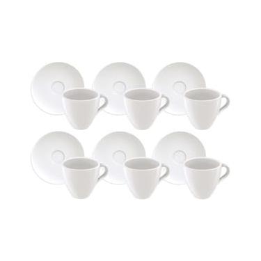 Imagem de Conjunto com 6 Xícaras e Pires para Expresso Tramontina Paola em Porcelana Branca - 95 ml