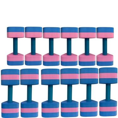 Imagem de Kit 6 Pares Halteres Aquáticos Em EVA P 1-2kg M 2-3kg Azul/Rosa Dafoca Sports