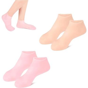 Imagem de 2 Pares De Reutilizável Meias Hidratantes De Silicone Meias de Silicone Protetor Anti-Rachaduras Meias De Gel De Spa Meias De Aloe Meias Femininas De Pedicure Para Pés Rachados E Secos Calos