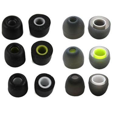 Imagem de 3 pares de fones de ouvido esportivos com espuma de memória e 3 pares de fones de ouvido de borracha de silicone, pontas auriculares para fones de ouvido JayBird BlueBuds X, X2 e X3 Bluetooth, S/M/L