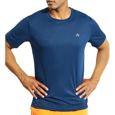 Imagem de Nepest Camiseta masculina de treino dry fit, atlética, corrida, manga curta, FPS 50+, proteção solar, academia, camiseta, 12. Espaço azul manga curta, XXG