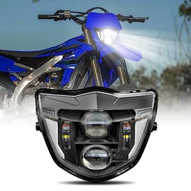 Imagem de SUMHITIC Kit de farol de LED para motocicleta Dirt Bike com DRL, adequado para Yamaha WR250F 400F 426F 450F, WR250, 400, 426, 450, TTR XT MX 2013-2023, para a maioria das motocicletas Enduro, preto