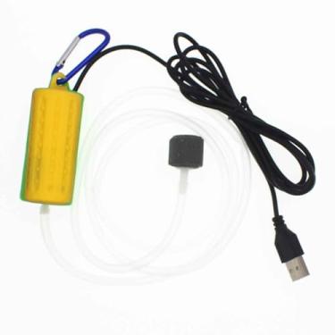 Imagem de Bomba de ar USB para tanque de peixes, bomba de ar para aquário, mini mangueira silenciosa para infláveis, movimento de cobre silencioso para pesca ao ar livre (7 x 3 cm, amarelo)