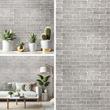 Imagem de Papel de Parede Adesivo Lavável Envelopamento Antimanchas 5 metros (Tijolo Cinza)