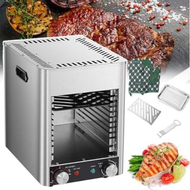 Imagem de Frango comercial elétrico de 1450 °F, 10 slots para grelhar, tempo e temperatura ajustáveis, temperatura máxima de 800 ℃, adequado para cozinha interna, com bandejas de cozimento e luvas à prova