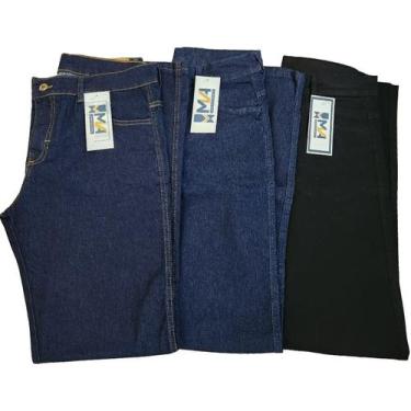 Imagem de Kit 3 Calça Jeans Masculina Tradicional Para Trabalho Reta Serviço com
