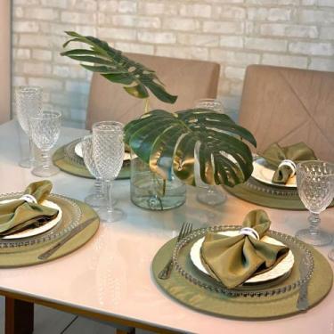 Imagem de Kit Mesa Posta Sousplat Completo LISO Varias Cores - MUMUDECOR, VERDE 