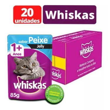 Imagem de Sachê Whiskas Ração Úmida Gatos Todos Tamanhos Caixa 20un, JELLY PEIXE