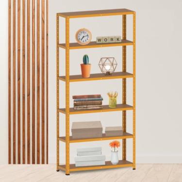 Imagem de Estante para Livros com Estrutura Metálica 6 Prateleiras - Pandin Móve