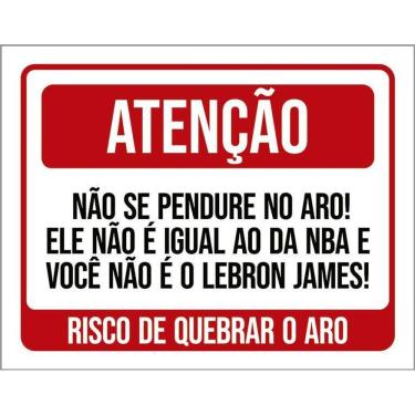 Imagem de Kit 3 Placas Atenção Não Se Pendure No Aro Basquete