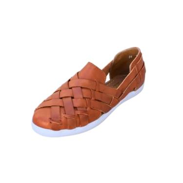 Imagem de Macarena Collection Sandália feminina Huarache de couro colorido estilo mexicano pele confortável modelo 2215, Shedron, 36
