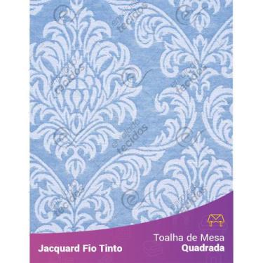 Imagem de Toalha de Mesa Quadrada em Tecido Jacquard Azul Bebê e Branco Medalhão