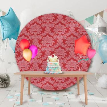 Imagem de Painel Redondo em Jacquard Vermelho e Branco Circo Medalhão - Jacquard