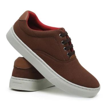 Imagem de Tênis Sapatenis Masculino Confort Esporte Fino Casual - Skalvin, Marro