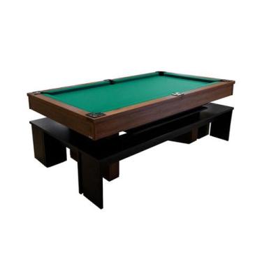 Imagem de Mesa de Sinuca e Jantar com 4 Bancos - 2,00x1,10 - Nelson Bilhares, Ve