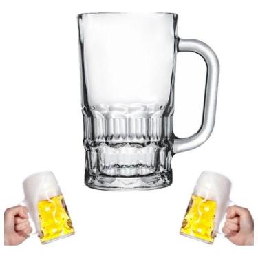 Imagem de Caneca Chopp Vidro Copo Cerveja Festa Transparente 300ml - Embralumi, 
