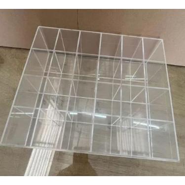 Imagem de Bandeja Acrílico Cristal 3mm 33x30x9cm Com 24 Divisórias Colmeia - Rel
