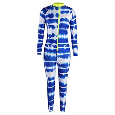 Imagem de Terno de Mergulho, Feminino Manga Longa Protetor Solar maiô Wetsuit Surf Roupas para Mergulho Natação (L)