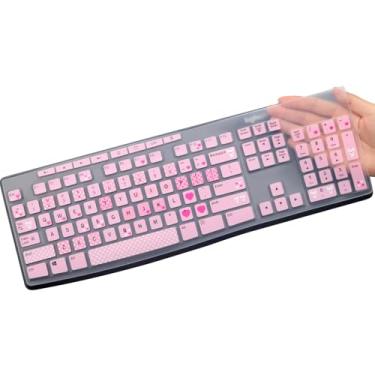 Imagem de Capa de teclado para Logitech K270, MK295, MK275, MK270 - Rosa - Silicone - À prova de poeira e água