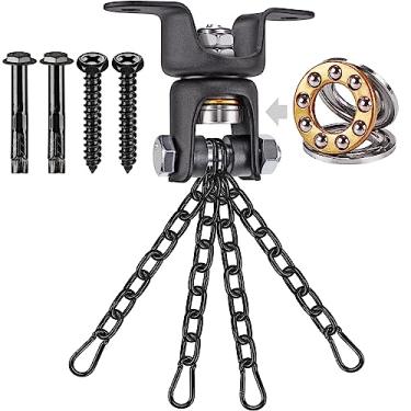 Imagem de BeneLabel Corrente Para Saco De Pancadas Para Boxe Resistente, Capacidade De 800 Lb, Suporte Para Viga De Madeira Com Rotação De 360 ° Com 4 Correntes Pretas E 4 Mosquetões Pretos, 2 Parafusos De Made