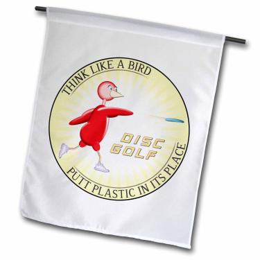 Imagem de 3dRose fl_19246_1 Think Like a Bird 1 Disco Frisbee de arremesso de pássaro vermelho Bandeira de jardim para putter de golfe, 30,5 x 45,7 cm