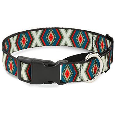 Imagem de Buckle-Down Coleira para cães com estampa geométrica/vermelho/turquesa martingale, 3,8 cm de largura - serve para pescoços de 40,6 a 58,4 cm - Médio