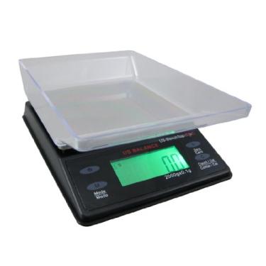 Imagem de Balança dos EUA com tela LCD retroiluminada, balança de mesa, 2000 x 0,1 g, preta