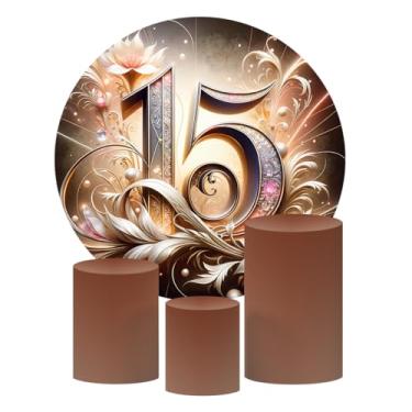 Imagem de Kit 4 Capas Decorativas Para Festa de 15 Anos Sublimado Várias Estampas - Tecido Premium - Para Festas, Eventos e Datas Comemorativas. (Marrom)