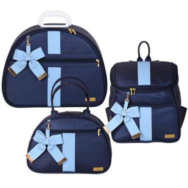 Imagem de Kit Bolsa Maternidade Laço Veredas Marinho 3 Peças - Decalta
