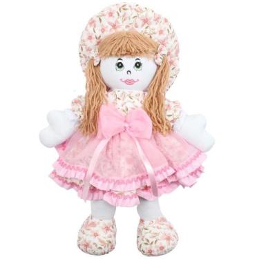 Imagem de Boneca de Pano 50cm Floral Rosa - Cilinho