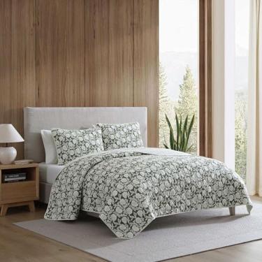Imagem de Eddie Bauer - Conjunto de colcha, roupa de cama super macia com capa combinando, sedosa, suave e respirável, itens essenciais clássicos para casa (verde flor de jardim, solteiro)