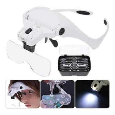 Imagem de Lupa De Cabeça Profissional Óculos Aumento Com Led Para Estética 5 Lentes Dentista Extensionista De Cílios Design Sobrancelha Joalheiro Esteticista Técnico Em Eletrônica