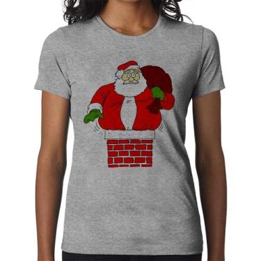 Imagem de Baby Look Papai Noel Chaminé - Foca na Moda, Cinza, G