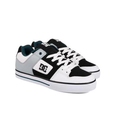 Imagem de DC Tênis masculino de skate casual de cano baixo com cadarço, Branco/preto/azul-petróleo, 44